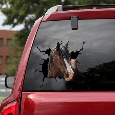 [dt0223-snf-tnt]-clydesdale-horse-crack-car-sticker-animals-lover