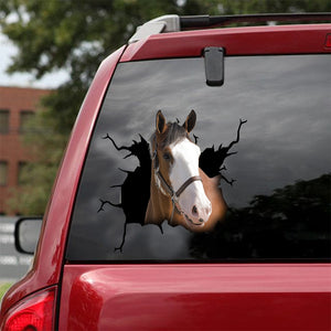 [dt0224-snf-tnt]-clydesdale-horse-crack-car-sticker-animals-lover