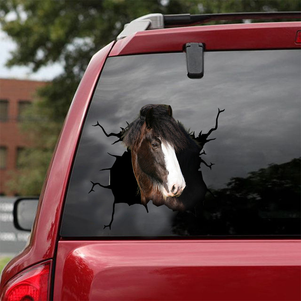 [dt0225-snf-tnt]-clydesdale-horse-crack-car-sticker-animals-lover