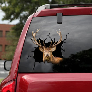 [dt0276-snf-tnt]-red-deer-crack-car-sticker-deers-lover