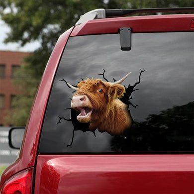 [dt0317-snf-tnt]-highland-cattle-crack-car-sticker-cows-lover