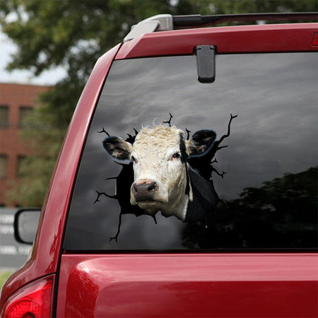 [dt0326-snf-tnt]-hereford-cattle-crack-car-sticker-cows-lover