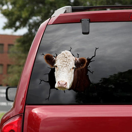 [dt0328-snf-tnt]-hereford-cattle-crack-car-sticker-cows-lover