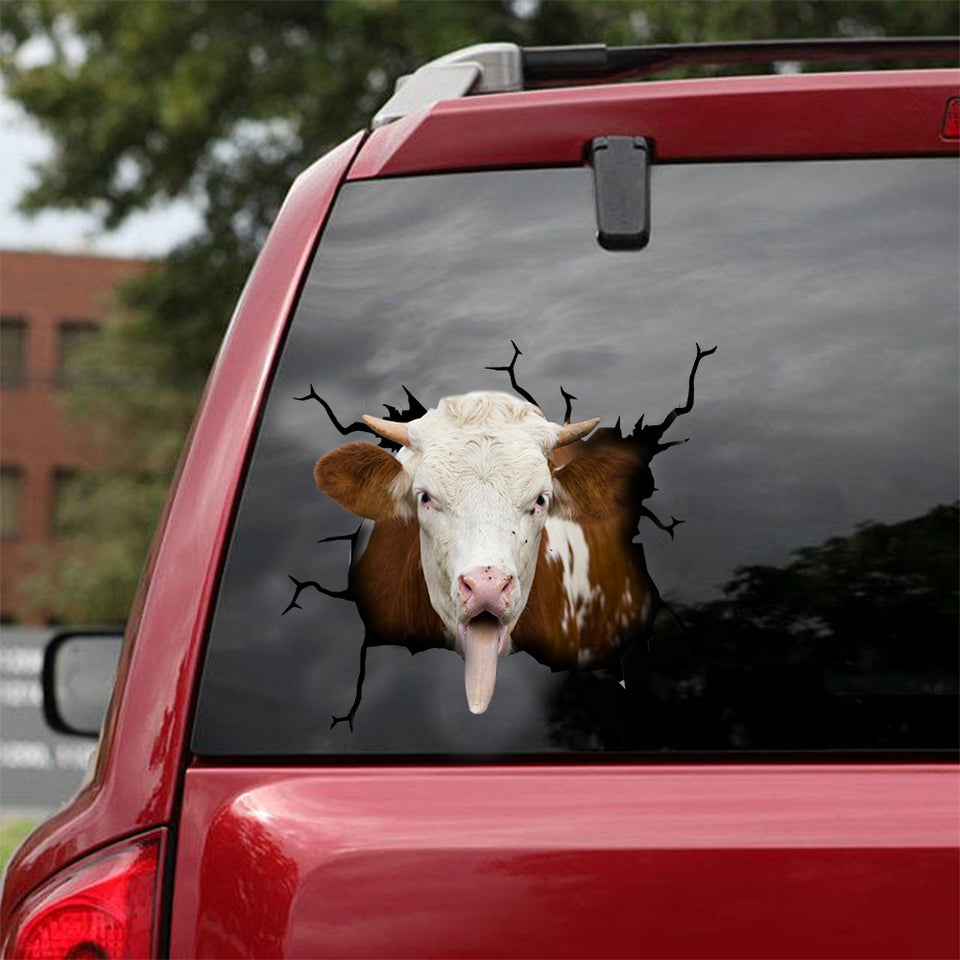[dt0329-snf-tnt]-hereford-cattle-crack-car-sticker-cows-lover