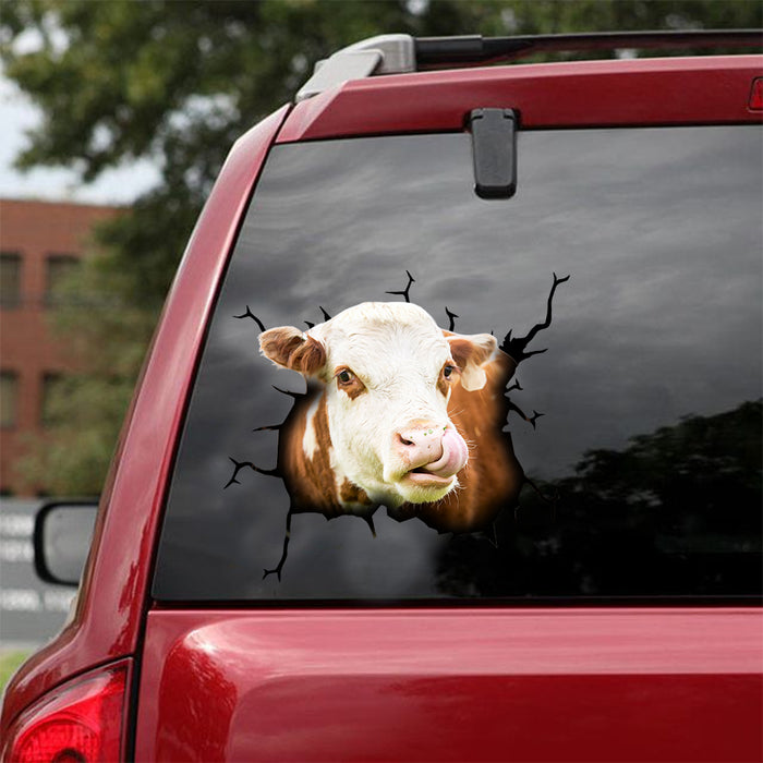 [dt0330-snf-tnt]-hereford-cattle-crack-car-sticker-cows-lover