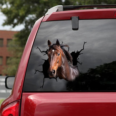 [dt0373-snf-ltnt]-standardbred-horse-crack-car-sticker-animals-lover