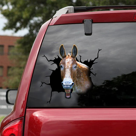 [dt0375-snf-tnt]-mule-crack-car-sticker-animal-lover