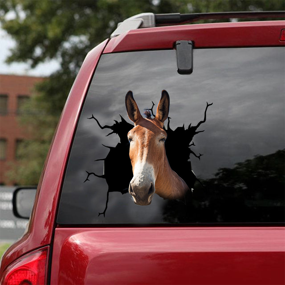 [dt0376-snf-tnt]-mule-crack-car-sticker-animal-lover