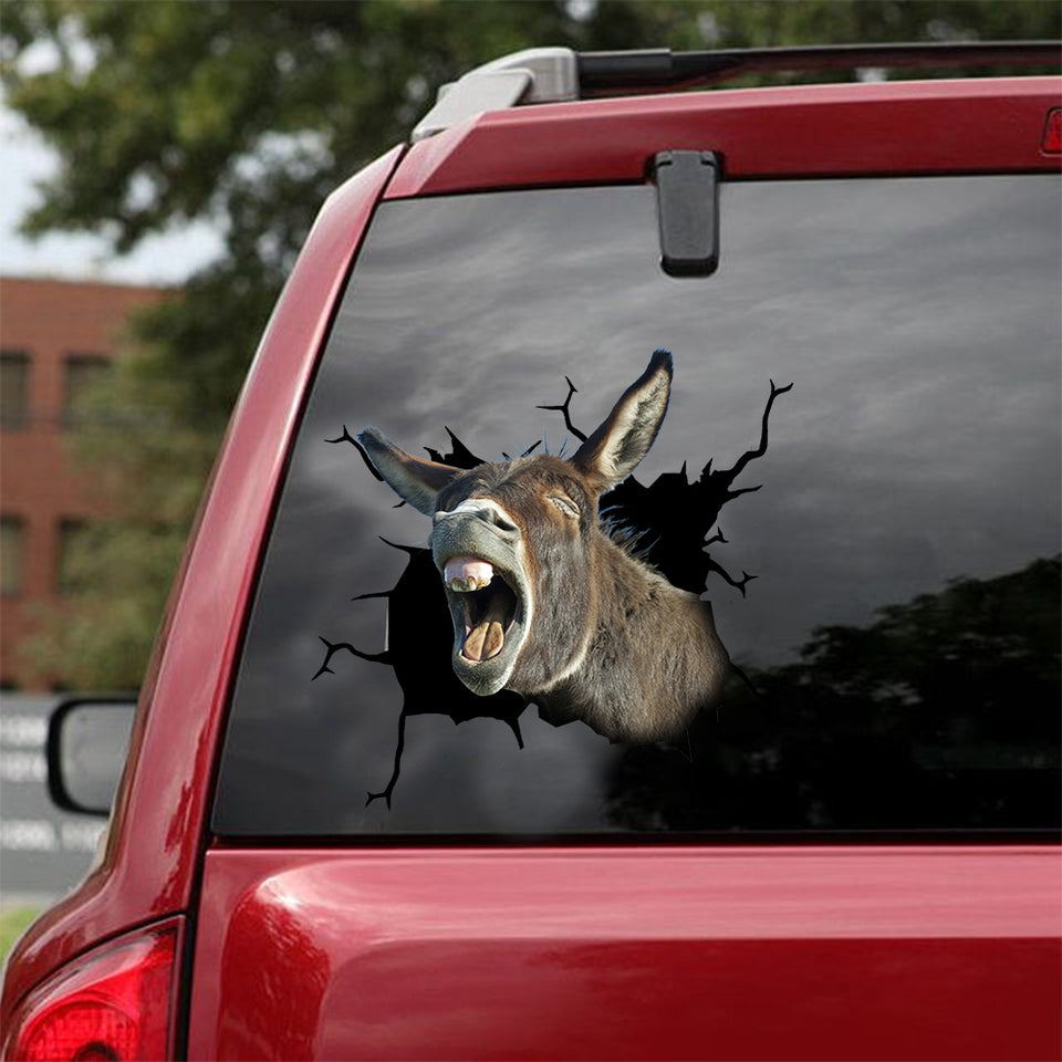 [dt0379-snf-tnt]-mule-crack-car-sticker-animal-lover