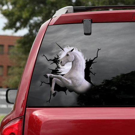 [dt0435-snf-tnt]-unicorn-crack-car-sticker-horses-lover