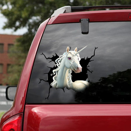 [dt0436-snf-tnt]-unicorn-crack-car-sticker-horses-lover