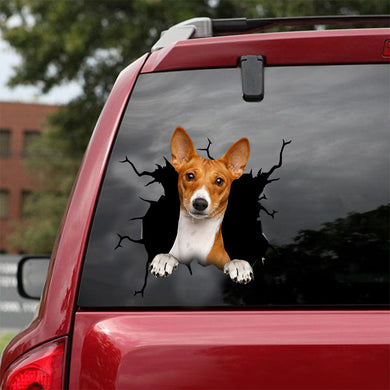 [dt0442-snf-tnt]-basenji-crack-car-sticker-dogs-lover