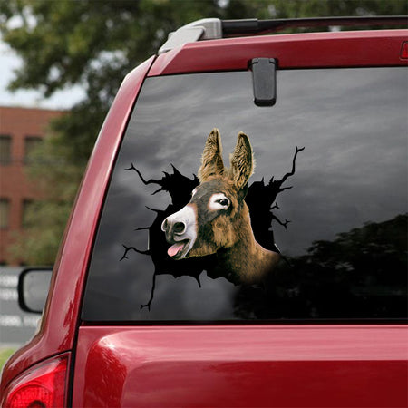 [dt0500-snf-tnt]-donkey-crack-car-sticker-donkeys-lover