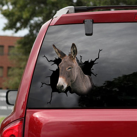 [dt0503-snf-tnt]-donkey-crack-car-sticker-donkeys-lover