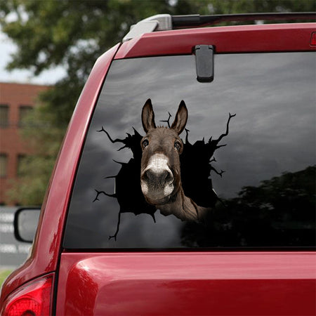 [dt0505-snf-tnt]-donkey-crack-car-sticker-donkeys-lover