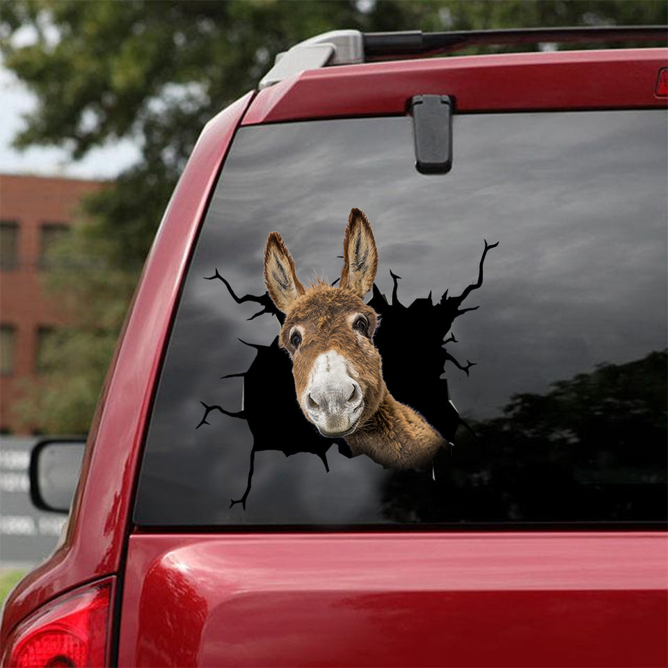 [dt0510-snf-tnt]-donkey-crack-car-sticker-donkeys-lover