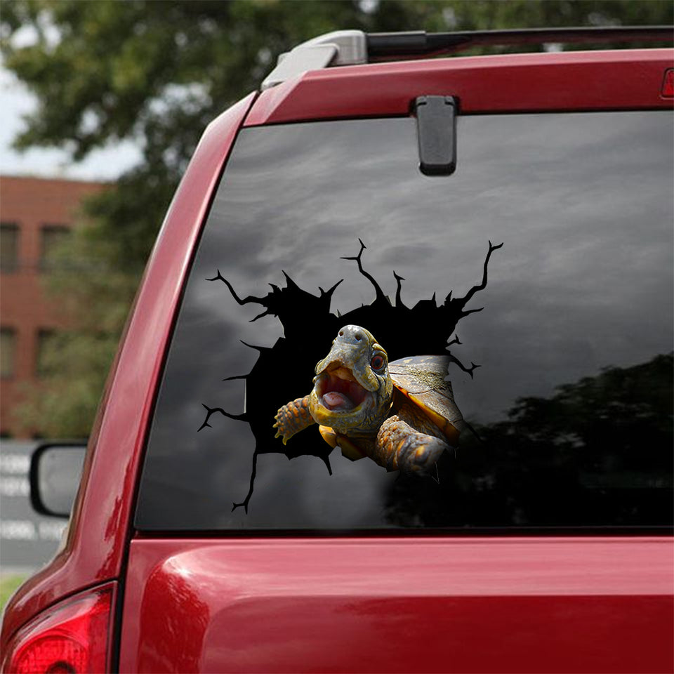 [dt0529-snf-tnt]-turtle-crack-car-sticker-turtles-lover