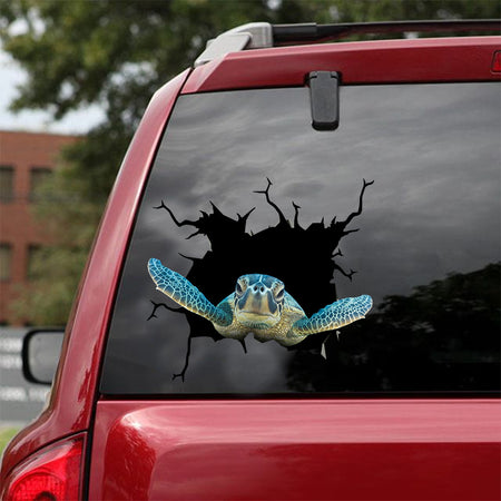 [dt0539-snf-tnt]-turtle-crack-car-sticker-turtles-lover