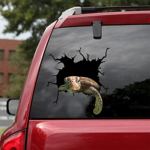 [dt0543-snf-tnt]-turtle-crack-car-sticker-turtles-lover