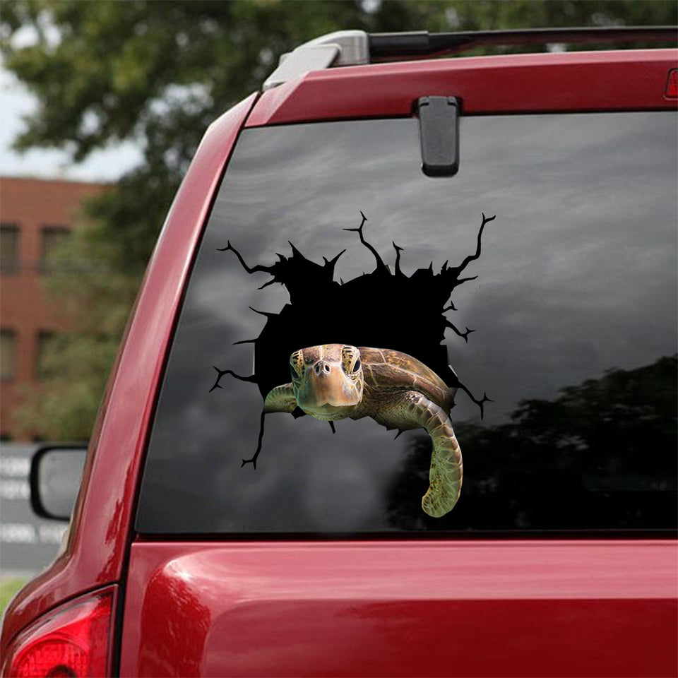 [dt0543-snf-tnt]-turtle-crack-car-sticker-turtles-lover