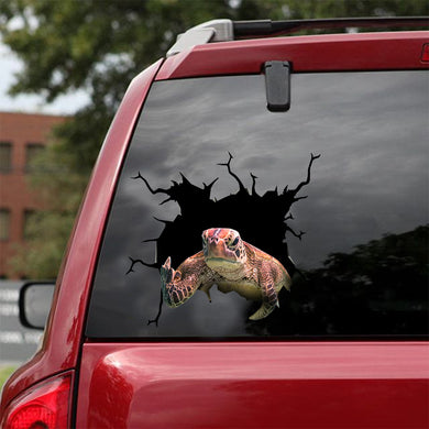 [dt0544-snf-tnt]-turtle-crack-car-sticker-turtles-lover