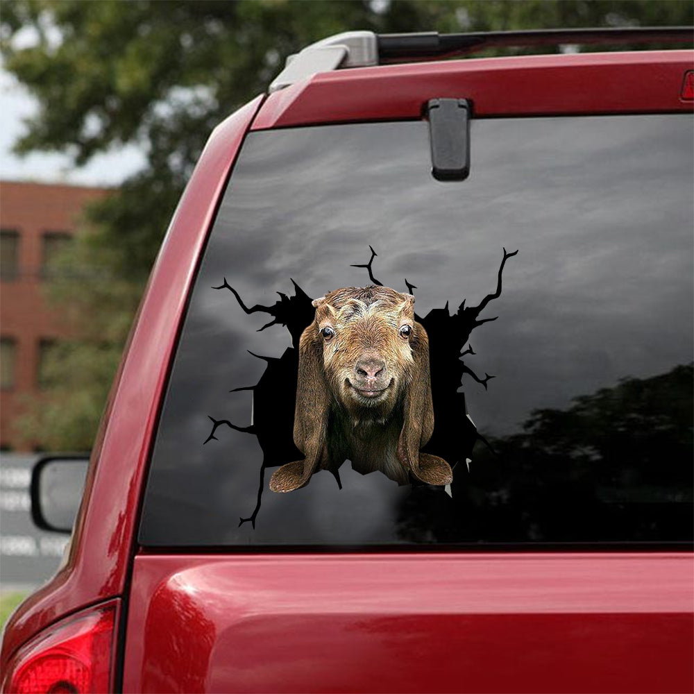 [dt0589-snf-tnt]-goat-crack-car-sticker-farm-animals-lover