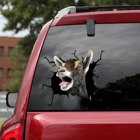 [dt0590-snf-tnt]-goat-crack-car-sticker-farm-animals-lover