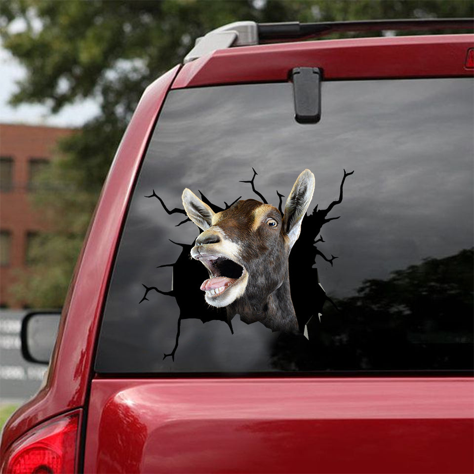 [dt0590-snf-tnt]-goat-crack-car-sticker-farm-animals-lover