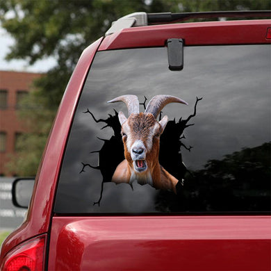 [dt0591-snf-tnt]-goat-crack-car-sticker-farm-animals-lover