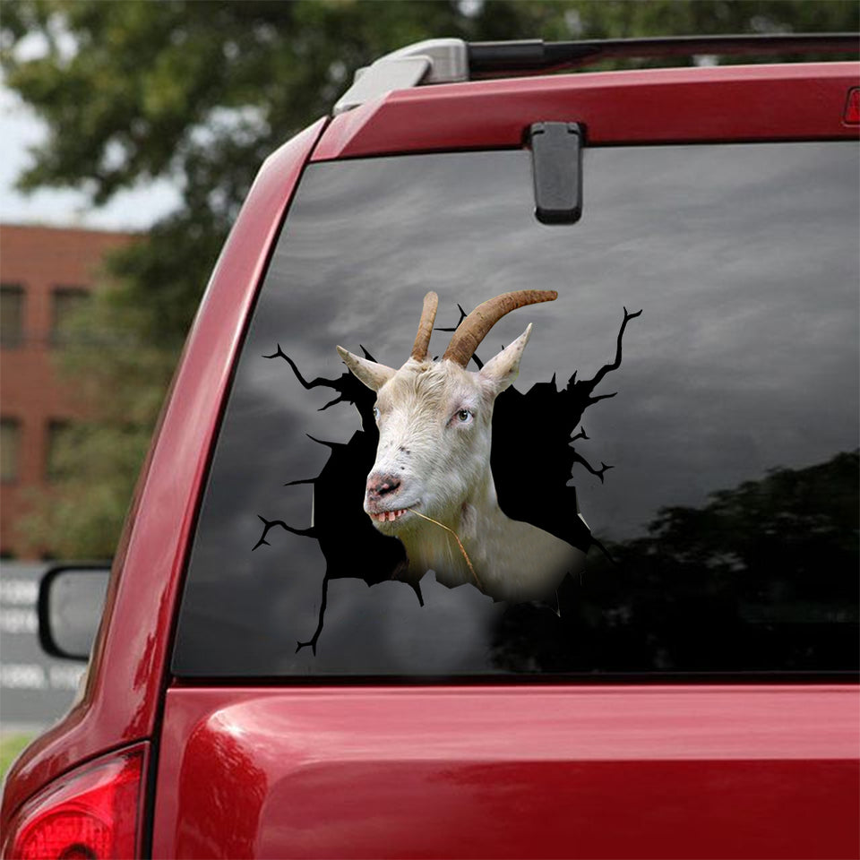 [dt0593-snf-tnt]-goat-crack-car-sticker-farm-animals-lover