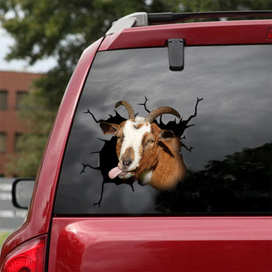 [dt0595-snf-tnt]-goat-crack-car-sticker-farm-animals-lover