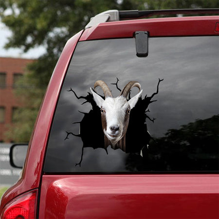 [dt0596-snf-tnt]-goat-crack-car-sticker-farm-animals-lover