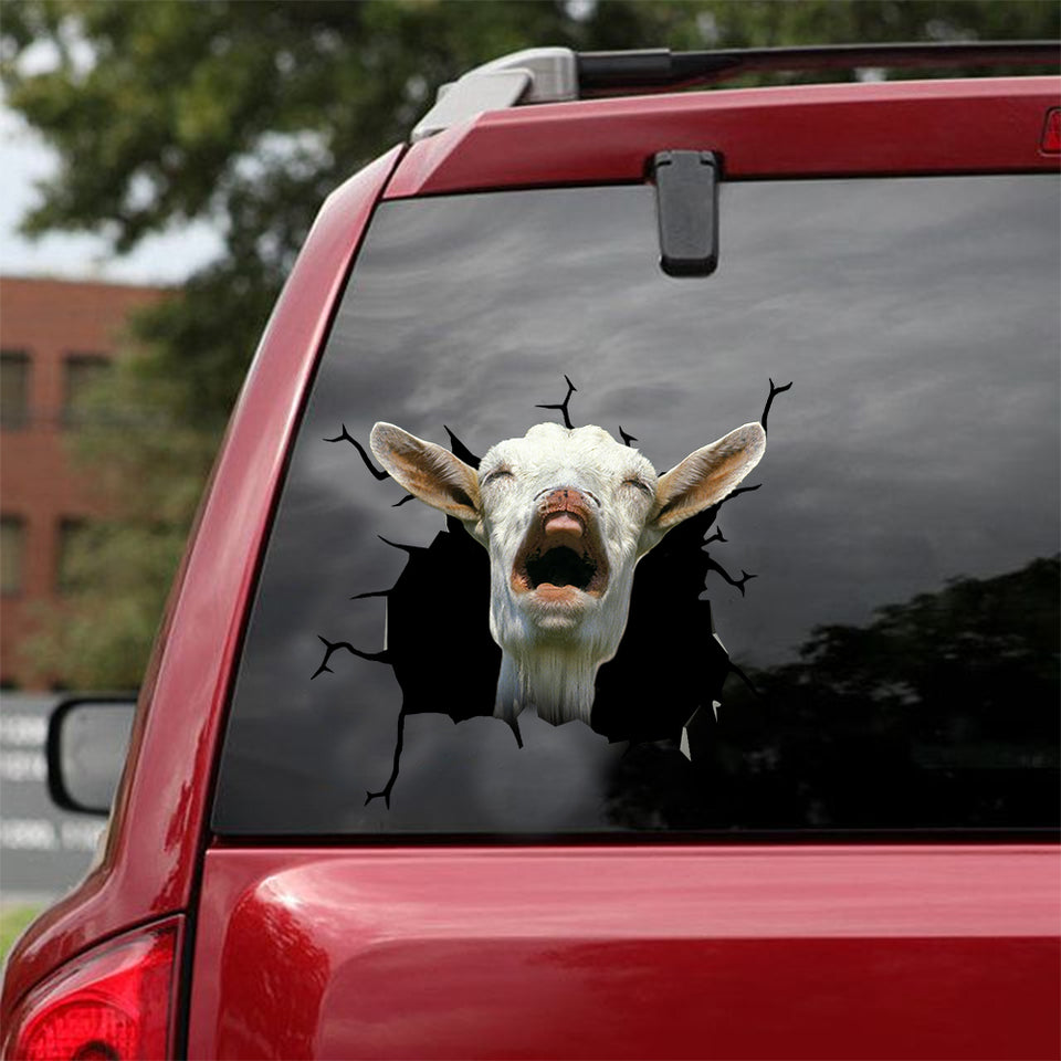 [dt0631-snf-tnt]-saanen-goat-crack-car-sticker-farm-animals-lover