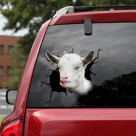 [dt0633-snf-tnt]-saanen-goat-crack-car-sticker-farm-animals-lover