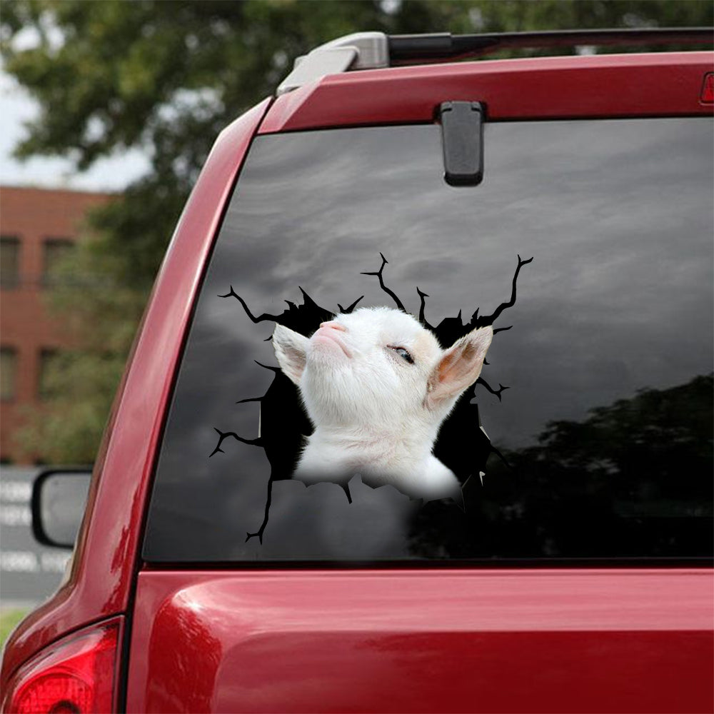 [dt0634-snf-tnt]-saanen-goat-crack-car-sticker-farm-animals-lover