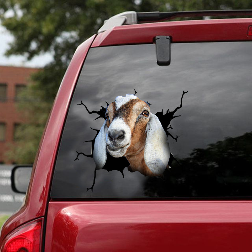 [dt0638-snf-tnt]-nubian-goat-crack-car-sticker-farm-animals-lover