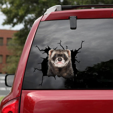 [dt0652-snf-tnt]ferret-crack-car-sticker-animals-lover