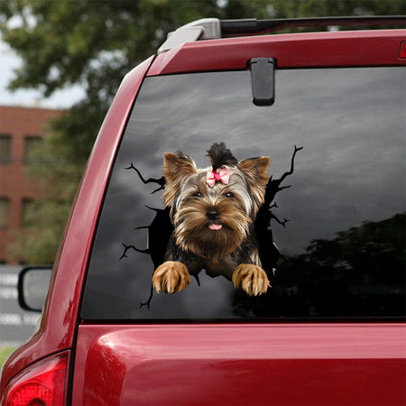 [dt0704-snf-tnt]-yorkshire-crack-car-sticker-dog-lovers