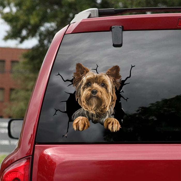 [dt0707-snf-tnt]-yorkshire-crack-car-sticker-dog-lovers