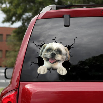 [dt0720-snf-tnt]-shih-tzu-crack-car-sticker-dog-lovers