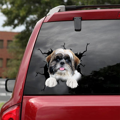 [dt0721-snf-tnt]-shih-tzu-crack-car-sticker-dog-lovers