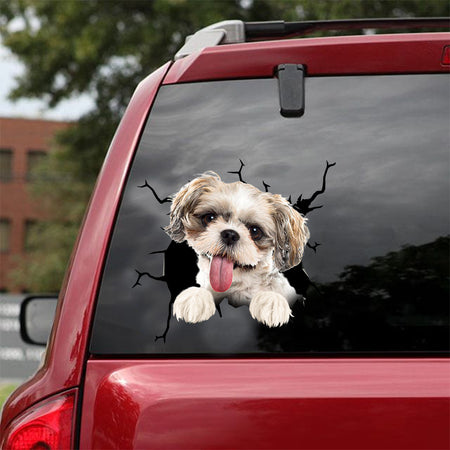 [dt0724-snf-tnt]-shih-tzu-crack-car-sticker-dog-lovers