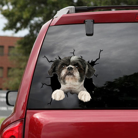 [dt0725-snf-tnt]-shih-tzu-crack-car-sticker-dog-lovers