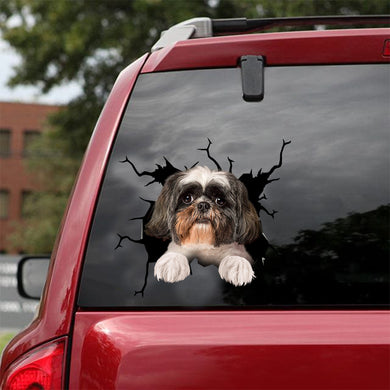 [dt0726-snf-tnt]-shih-tzu-crack-car-sticker-dog-lovers