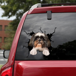 [dt0726-snf-tnt]-shih-tzu-crack-car-sticker-dog-lovers