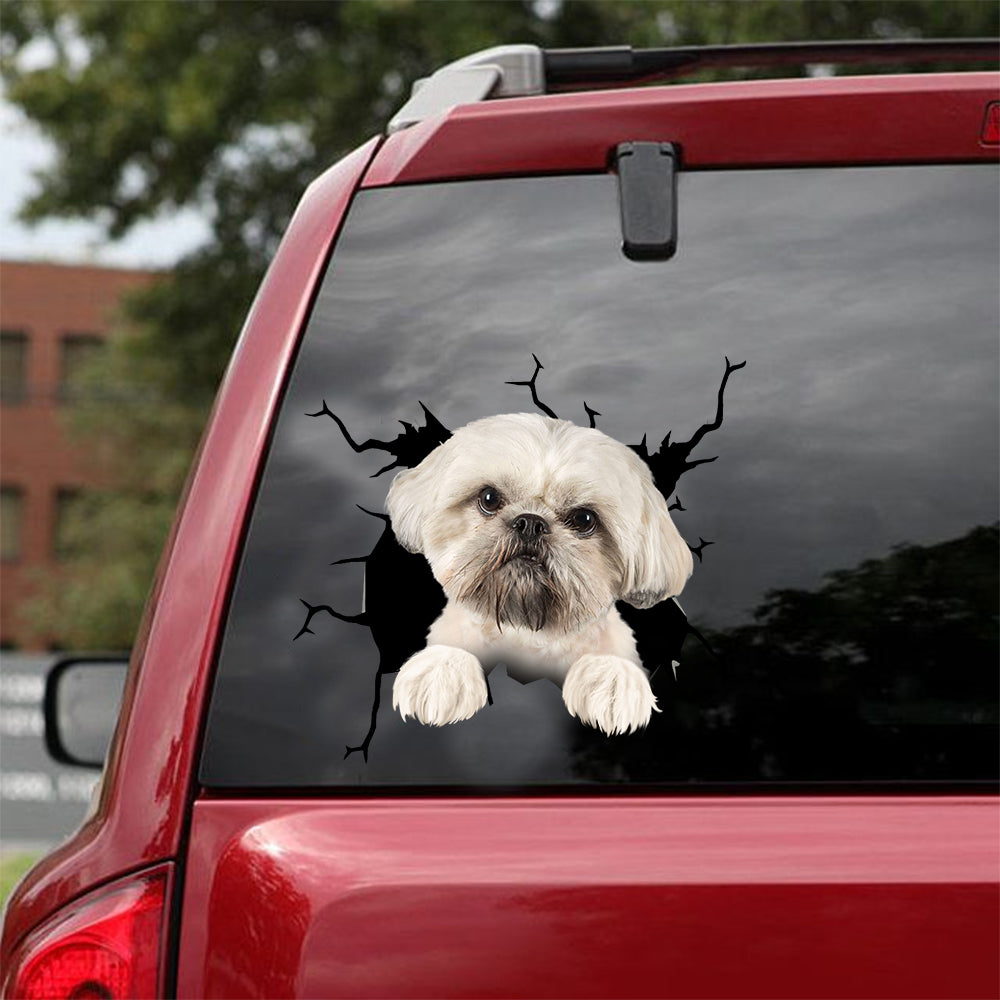 [dt0728-snf-tnt]-shih-tzu-crack-car-sticker-dog-lovers