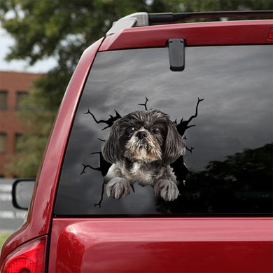 [dt0730-snf-tnt]-shih-tzu-crack-car-sticker-dog-lovers