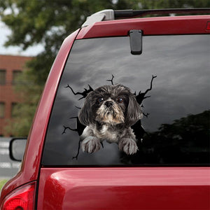 [dt0730-snf-tnt]-shih-tzu-crack-car-sticker-dog-lovers