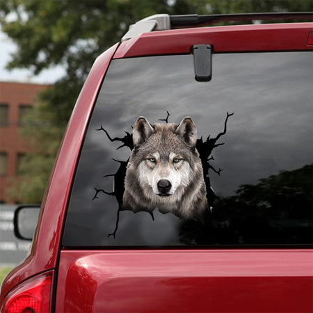 [dt0807-snf-tnt]-wolf-cat-crack-car-sticker-wolf-lovers