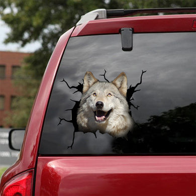 [dt0809-snf-tnt]-wolf-cat-crack-car-sticker-wolf-lovers